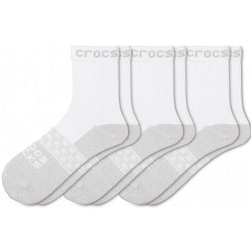 Crocs Adult Quarter Solid 3-Pack Men's Socks White | Australia 1651FDNM